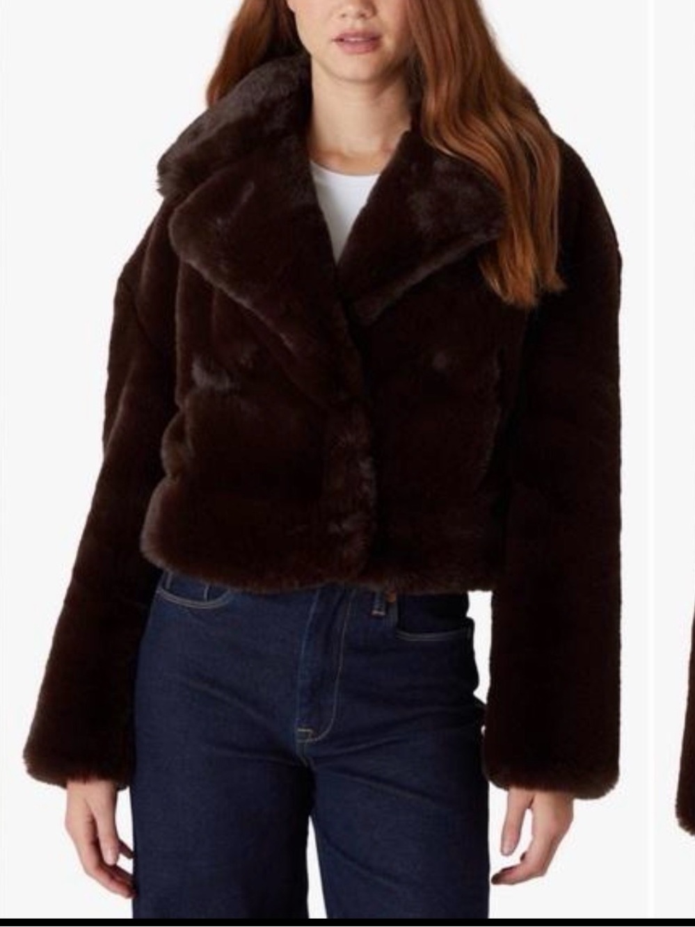 BLANKNYC Americano Brown Cropped Faux Fur Jacket XS- very lightly worn